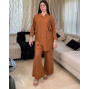 Ensemble en lin avec plume en strass