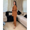Ensemble en lin avec plume en strass