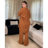 Ensemble en lin avec plume en strass
