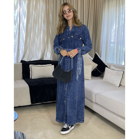Chemise robe en jeans